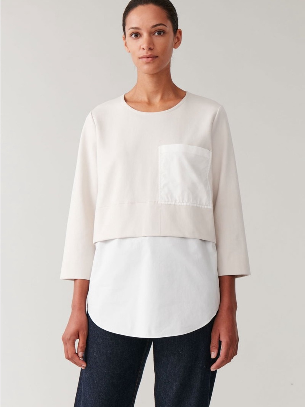 COS Oversized Woven-Jersey Top - Small